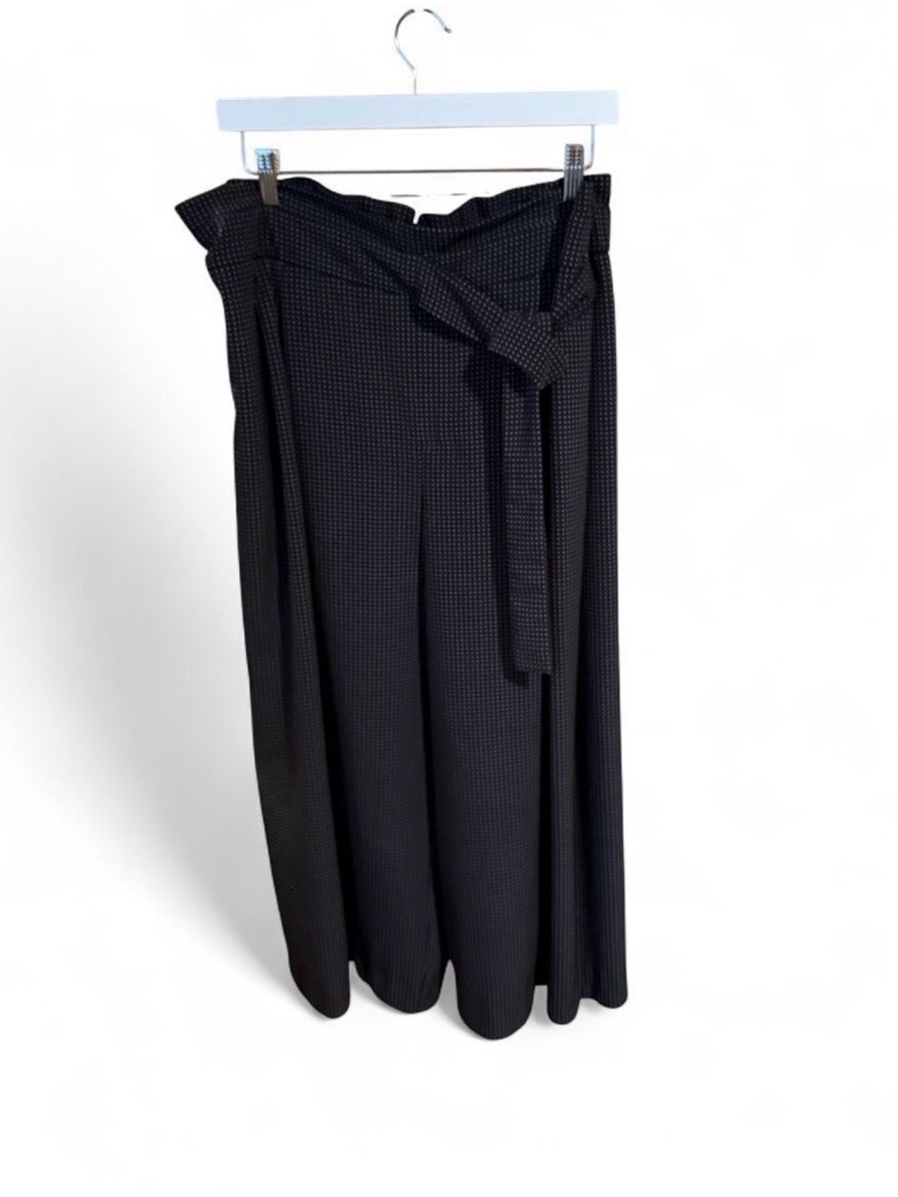 Anne Klein Black Wide-Leg Paperbag Waist Cropped Palazzo Pants